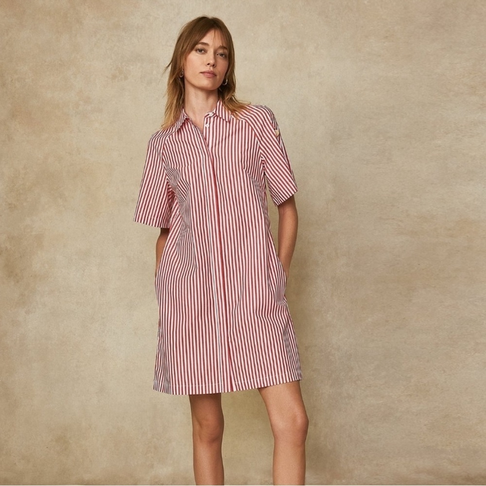Pearl by Lela Rose Striped Cotton Dress Large